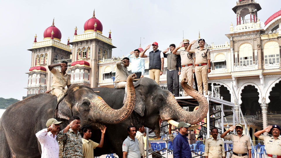 Jumboo Savari rehearsal held at Mysore Palace